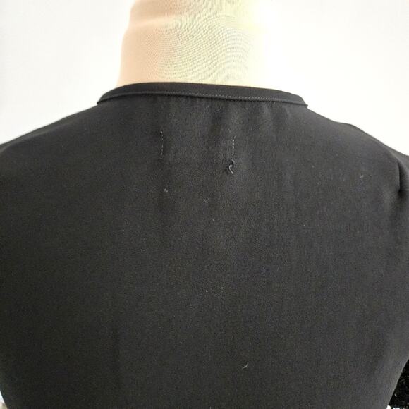 NEW Eva Blue Black Dressy Shrug Cardigan with Embellished Fringe Sleeves Size 6 - Picture 9 of 12